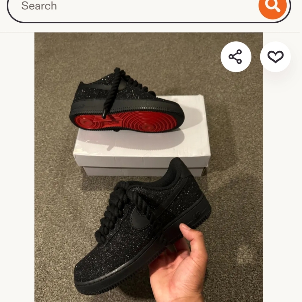 Adult Black Glitter Low-Top Sneakers Men 8.5 Women 10